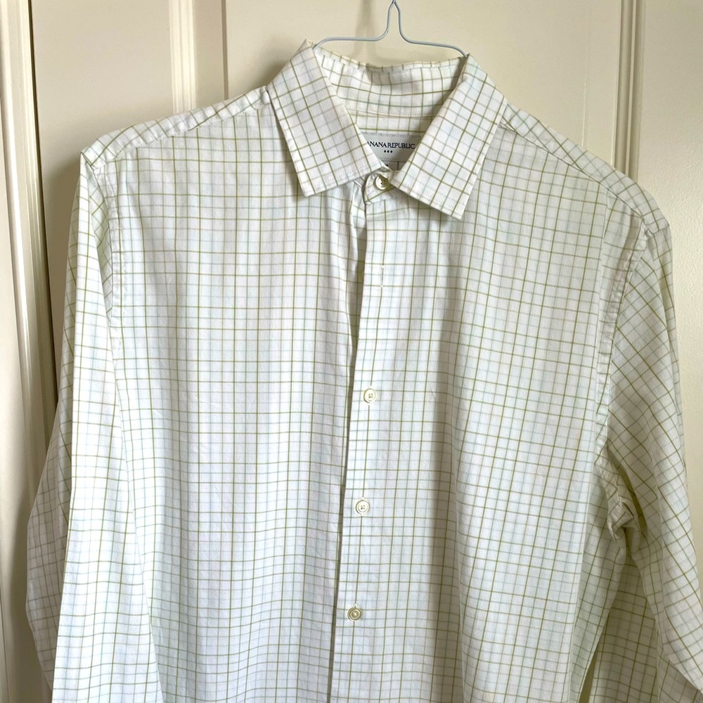 Men’s button-down plaid shirt, neck 15-15.5, Banana Republic